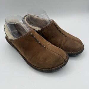 UGG Slippers Womens Size 8 Brown Suede‎ Shearling Mule Slip On Clog S/N 5747